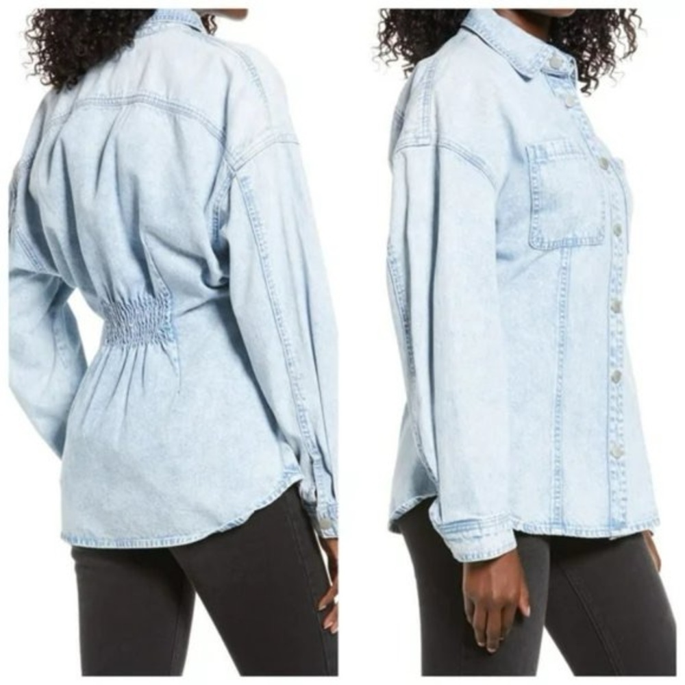 BLANKNYC Cinched Back Denim Shirt SzM Like New - Picture 1 of 5